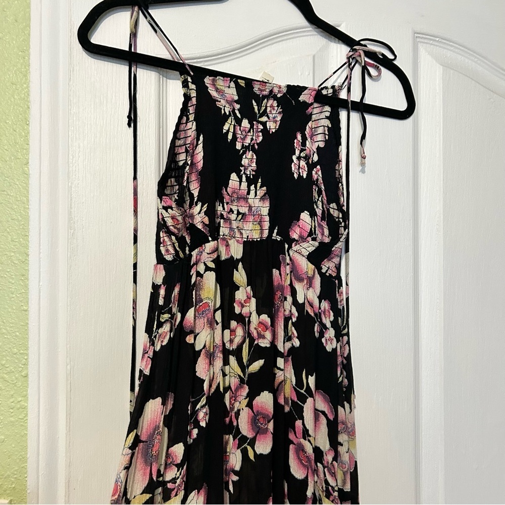 Free People Garden Party Maxi Dress Black Pink Floral xs - Picture 13 of 13